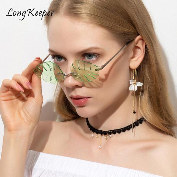 

new steampunk vintage sunglasses women leaf mirror lens rimless sun glasses men punk fashion retro small eyeglasses uv400, White;black