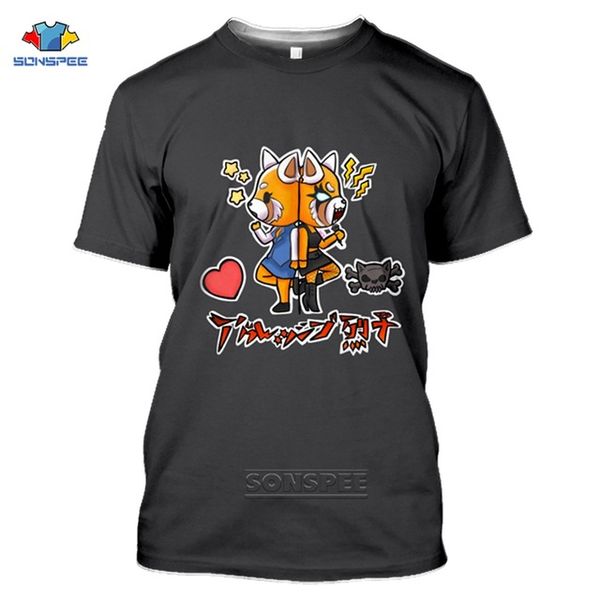 

punk death metal aggretsuko summer homme oversize cartoon game 3d print shirts anime hentai kawaii men clothing