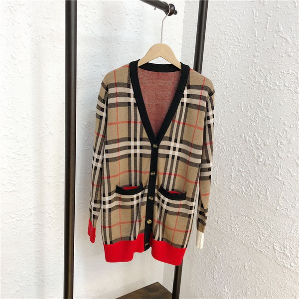 

802 2020 autumn pullover regular long sleeve panelled v neck cardigan fashion sweater yellow luxury sweater zuola, White;black