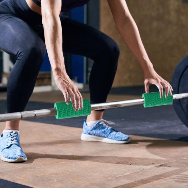 

1 пара штанга цанги бар гантели гиря fat захваты силиконовые толстая ручка pad pull up тяжестей поддержка protect pad