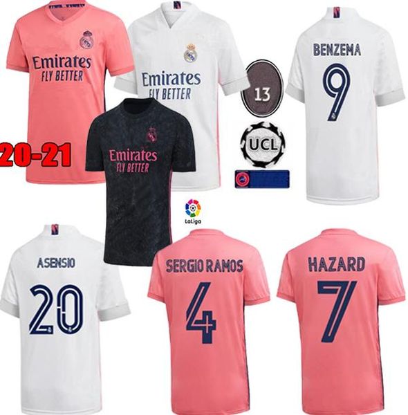

new real madrid soccer jerseys 2020 2021 hazard jovic benzema camiseta de futbol 2020 2021 vinicius rodrygo modric football shirt, Black