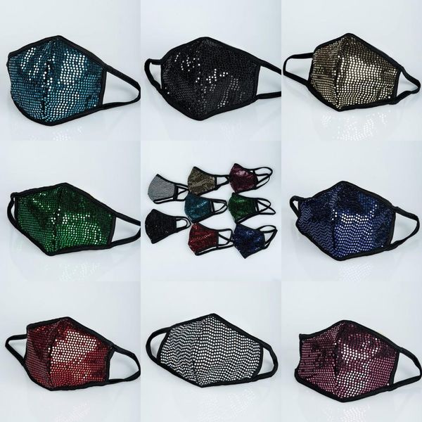 

us stock fashion blingbling washable designer women face mask anti-dust reusable protective cotton cloth party mouth masks fy0084