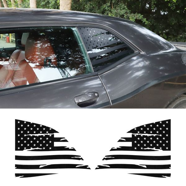 PVC Schwarz Heckscheibe Amerikanische Flagge Dekoration Aufkleber Für Dodge Challenger 2008 UP Auto Styling Auto Innen Zubehör