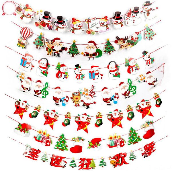 

10pcs/set christmas flag merry christmas felt banners flags hanging garlands for party decoration home decor(random