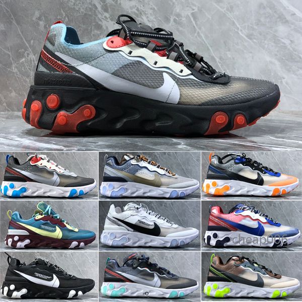 

fashio off brand men platform women canvas shoes mens athletic trainers casual sneakers undercover air react element 87 dgy7w, Black
