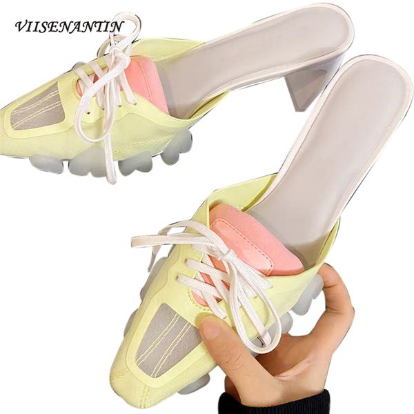 

2020 summer fashion all-match pointed toe high heel slippers cross-tied outside sandals ins mixed colors women designer shoes, Black