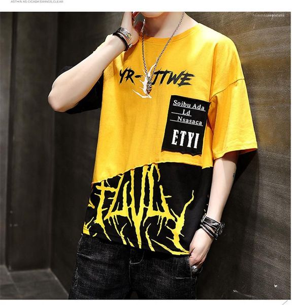 

тис обычная длина лоскутная короткие рукава o шеи топы мужчины дизайнер tshirts человек подросток письма повседневный, White;black