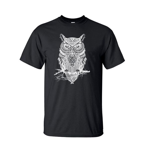 

2019 summer animal owl men t shirt 100% cotton short sleeve tee shirts hip hop streetwear black white gray navy blue men's