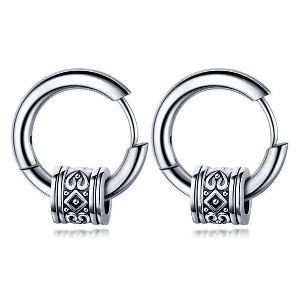 

fashion punk rock hip-hop earring for men stainless steel round earrings ear party males jewelry, Silver