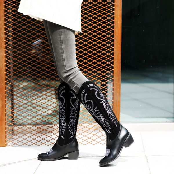 

brand women's shoes thigh-high boots booties ladies round toe winter footwear fashion over-the-knee autumn med rubber, Black
