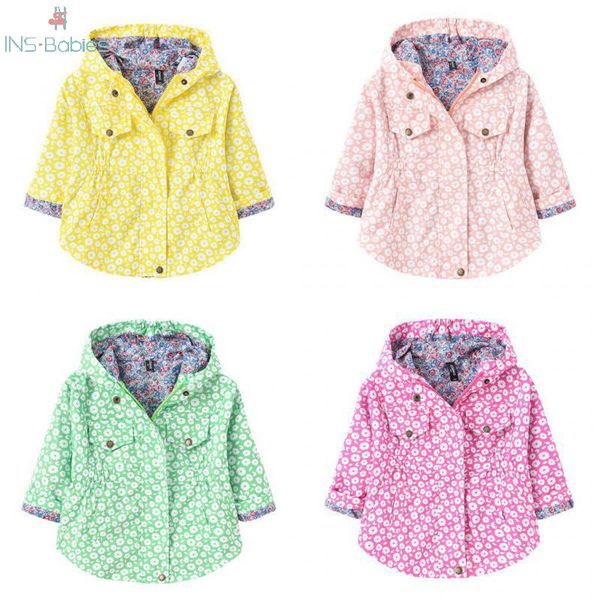 

весенний цветок пальто дети осень прекрасная ветровка для девочек детских спрингов outwear одежды с капюшоном повседневной курткой, Blue;gray