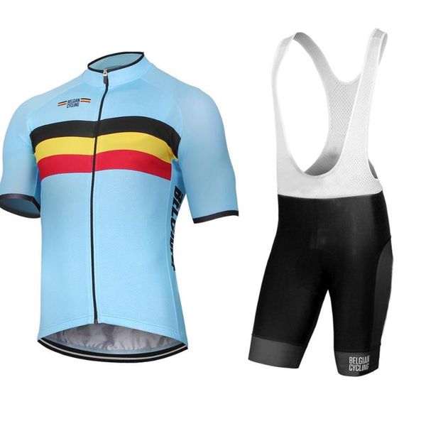 

2020 belgium cycling jersey set men belgian cycling clothing bicycle bib shorts mtb road bike clothes suit wielerkleding, Black;blue