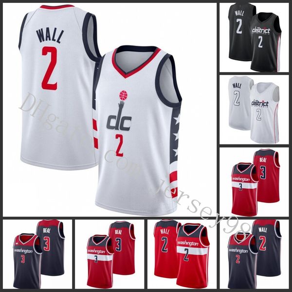 

washington wizards men 3 bradley beal 2 john wall city version nba men basketball jerseys, Black