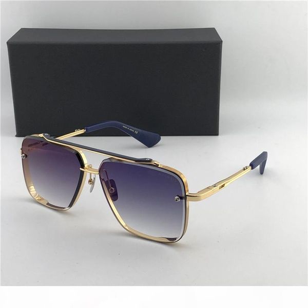 

wholesale-luxury- matte black 121 square sunglasses brown gradient lenses sun glasses men designer sunglasses new with box, White;black