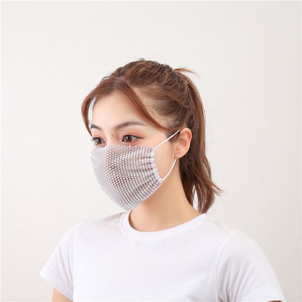 

bling rhinestone crystal face mouth mask glitter face veil club prom party deco