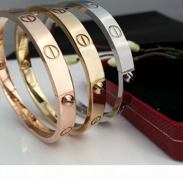 

2020 love charm bracelets jewelry 316l stainless steel screw bangle bracelet with screwdriver for wife gift classics, Golden;silver