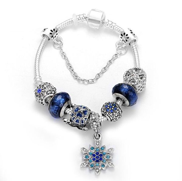 

925 silver pandor браслетов для женщин royal браслета звездного неба голубого кристалл бисер браслет день святого валентин подарок бесплатно, Black