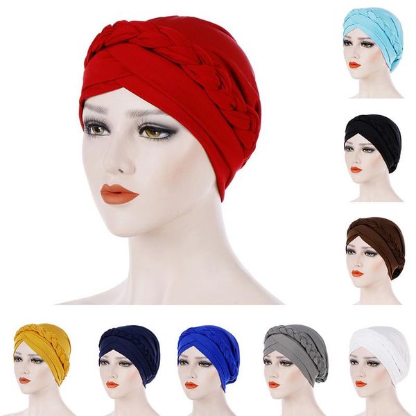 

hair accessories of women 9-color muslim fashion style headscarf cap monochrome turban milk silk cap accessories for women, Blue;gray