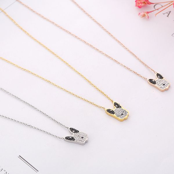 

ty159 personality versatile titanium steel dog pendant women clavicle necklace jewelry, Silver