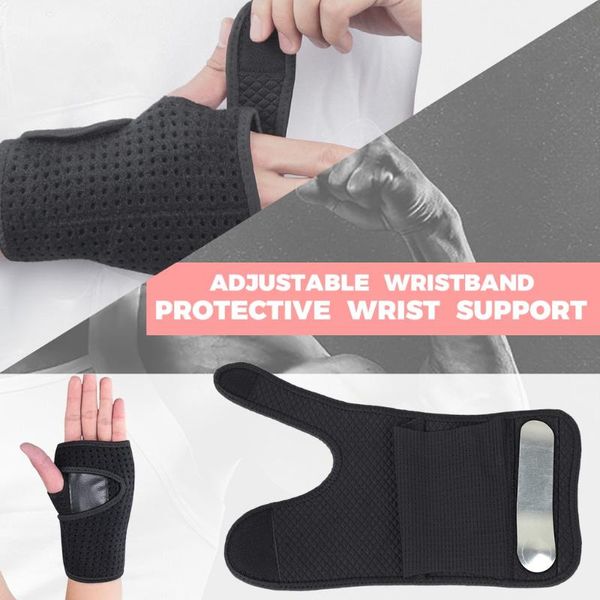 

1pc wristband removable adjustable wristband steel wrist brace support sprain wrap protector suit for basketball volleyball, Black;red