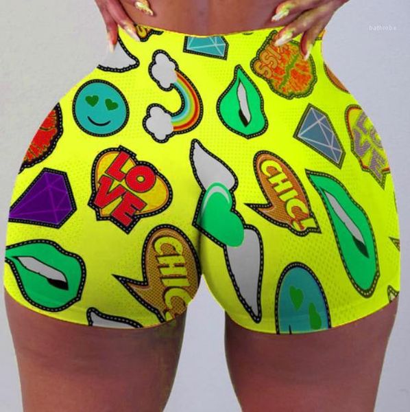 

waist skinney short pants quick dry running print multi color womens designer clothing fitness shorts high, White;black