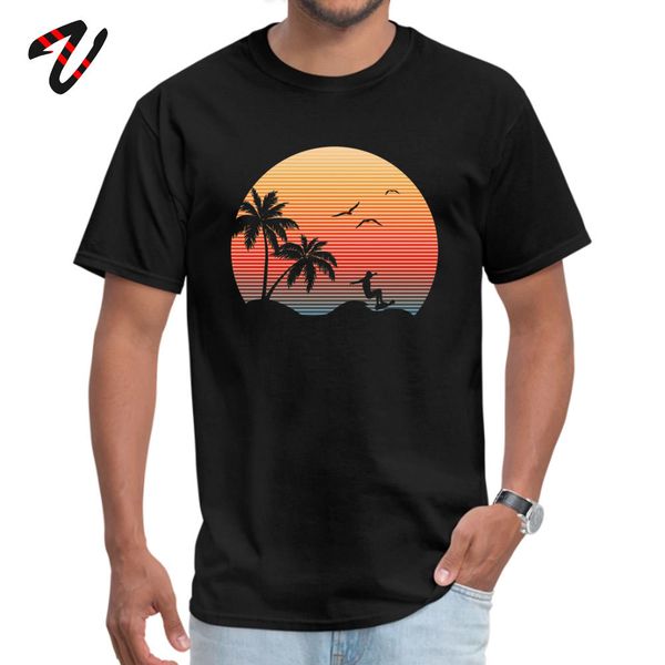 

summer men t-shirt sunset graphic icon surfer ocean palm t shirt initial d man t-shirts personalized tshirt