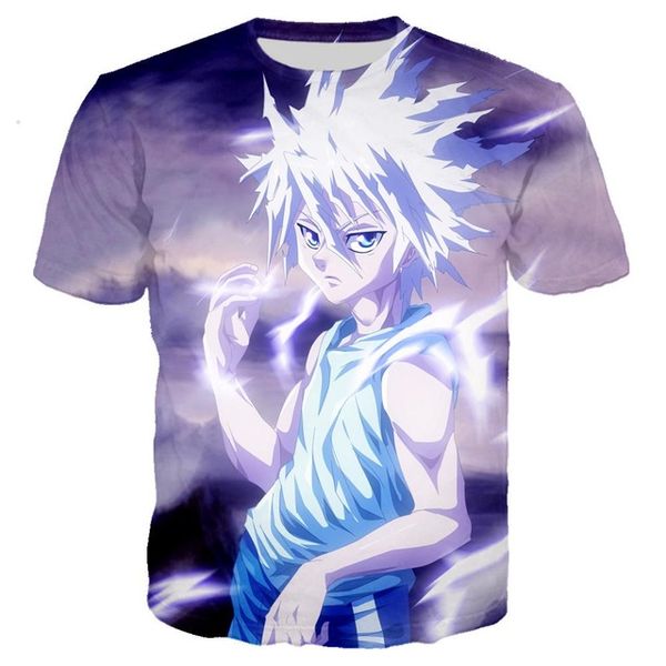 

anime killua hard rock hunter x hunter man 3d print shirts comics graphic anime men clothing