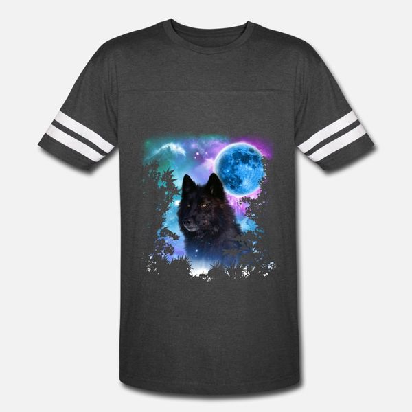 

black wolf midnight forest t shirt men design tee shirt crew neck natural cute comical summer vintage shirt