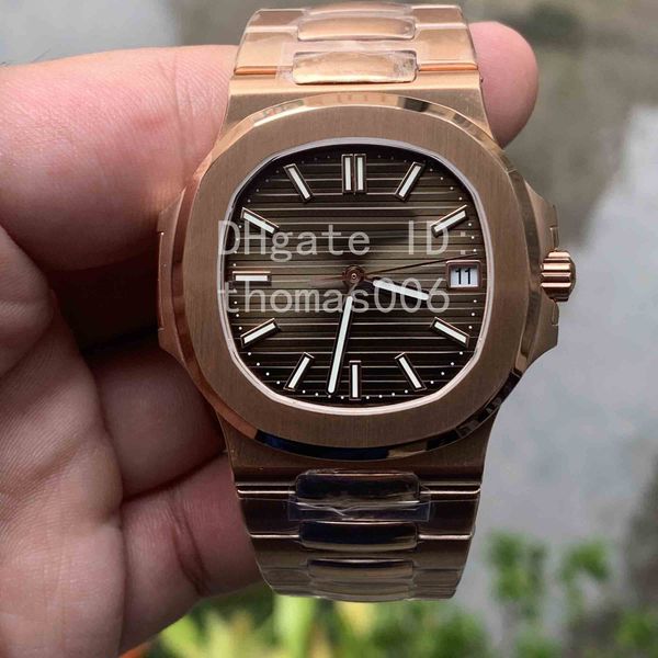 

4 colors quality dial 9015 324c rose gold dial movement sapphire wristwatches 40mm nautilus 5711 mechanical transparent automatic mens watch, Slivery;brown
