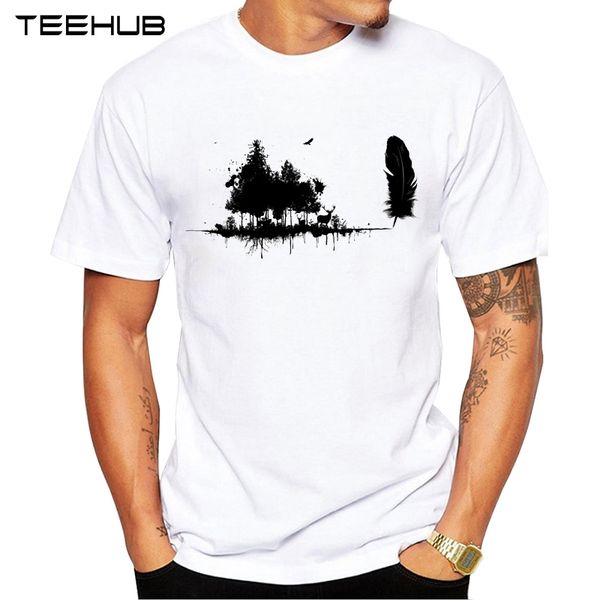 

new arrivals 2019 teehub cool design men's fashion natural ink printed t-shirt short sleeve o-neck hipster tee