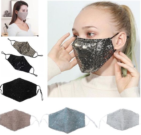 

sequin safe breathing mouth masks collapsible respirator anti dust breathable face mask multi color fashion design hh9-3032