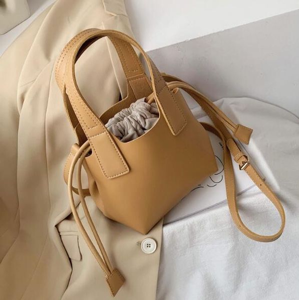 

Senior Women Backet Bag Plain Lady High Quality Shoulder Bags Shopping Bag Removable Handbag