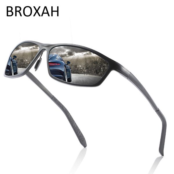 

men's sport goggles oval polarized sunglasses men 2020 aluminium magnesium driving glasses coating shades uv400 gafas de sol, White;black