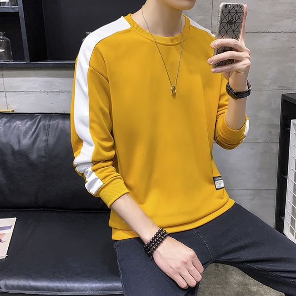 

fxjnm io48w 2020 spring youth autumn men's new and round neck men's sweater student fashion slim long sleeve base sweater, Black