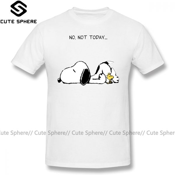 

peanuts t shirt no not today t-shirt male big tee shirt short sleeve casual fun 100 percent cotton graphic tshirt