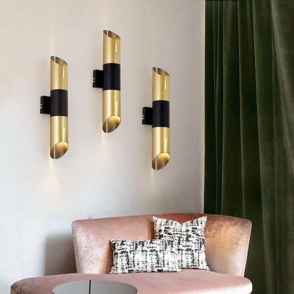 

nordic simple golden copper color led wall lamp loft l aisle restaurant wall lighting fixtures ing
