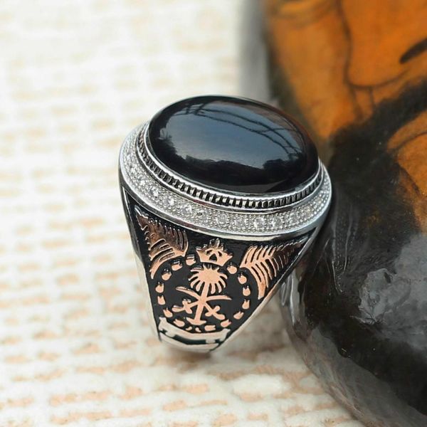 

925 стерлингового серебра кольцо европейских и американских моды simple ring tide black ring, Silver