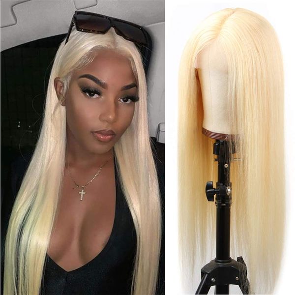 

honey blonde lace front wigs for women 613 straight human hair wigs 13x4 150% density remy indian hair wig, Black