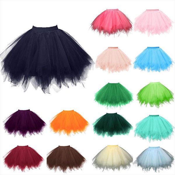 

petticoat tutu tulle skirt vintage midi pleated skirts womens lolita bridesmaid wedding faldas mujer saias jupe skirts 1127s25, Black