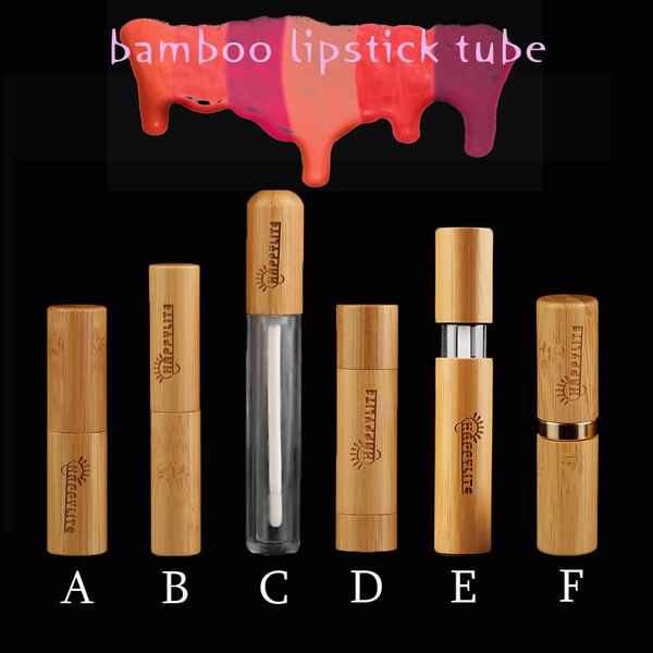 

5ml 6ml reusable empty bamboo lip gloss tubes lip bottles vials,5g eco friendly refillable bamboo containers brush