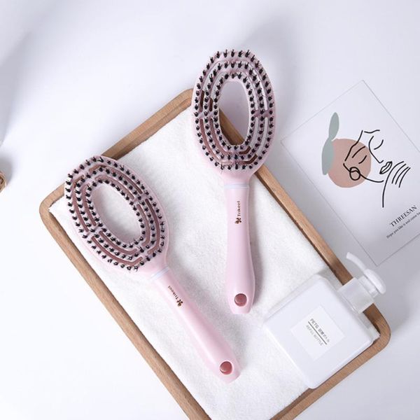 

1pc hairdressing plastic scalp massage comb mane comb healthy care scalp massage antistatic hairbrush for women (pink, Silver