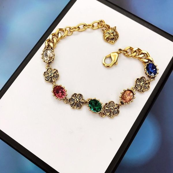 

new fashion color diamond flower leopard head designer bracelet luxury designer jewelry women bracelet, Golden;silver