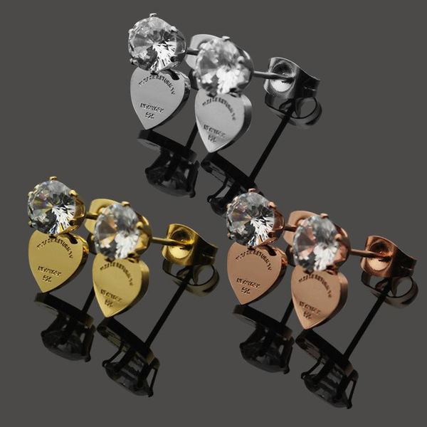 

2020 designer t letter heart single drill earrings 18k gold korean heart earrings