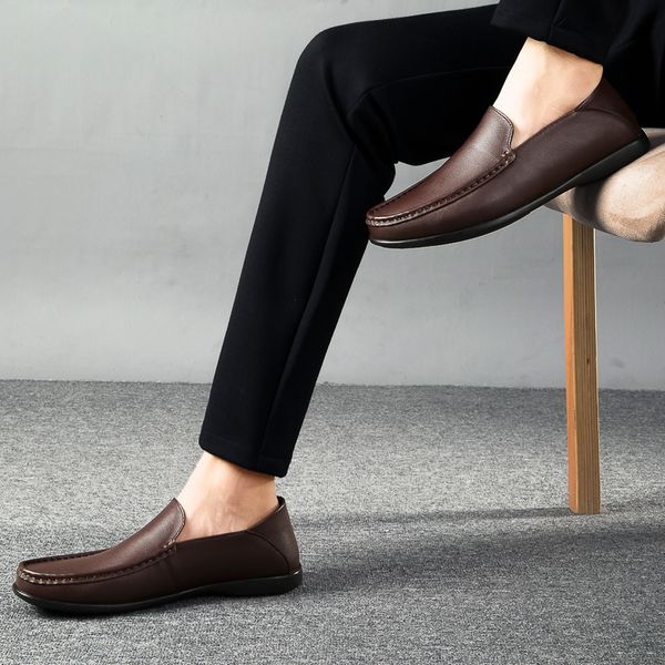 

fashion formal mesh comfortable cuero casual 2020 moccasins sport work light breathable shoes men transpirables new leisure for, Black