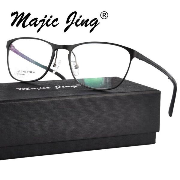 

magic jing alloy aluminium rx optical frames myopia eyewear eyeglasses with spring hinge for men cx6290, Black