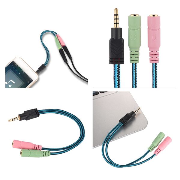 

4pcs 3.5mm 4 pole 2 female to 1 male audio y splitter cable for smartphone