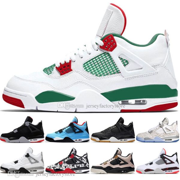 

with box new 2019 bred 4 iv 4s what the cactus jack laser wings mens basketball shoes eminem pale citron men sports women sneakers, Black