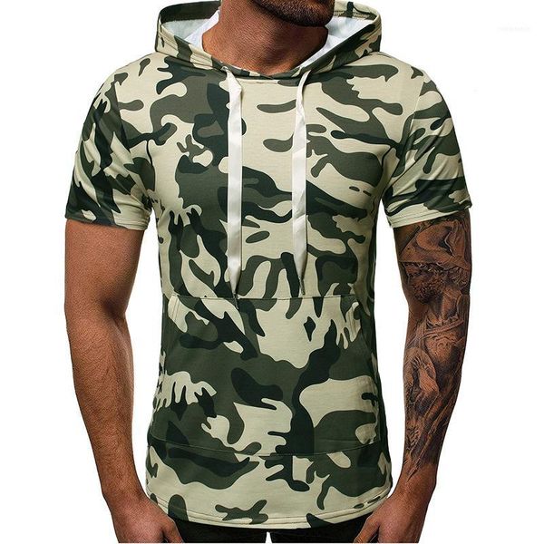 

hooded zipper tshirt panelled short sleeve mens designer teenager fashion sportstees mens camouflage, White;black