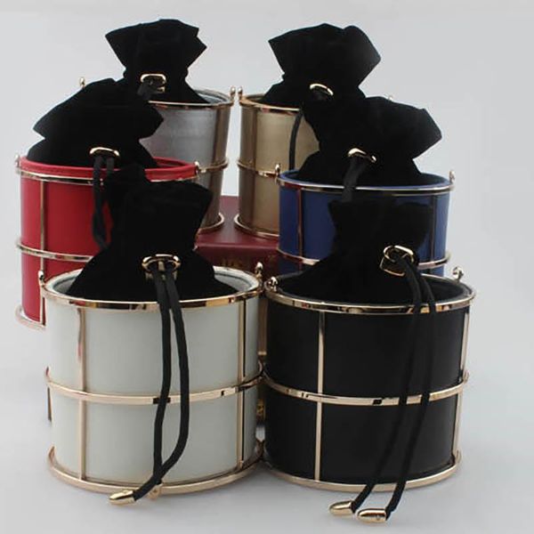 

designer-drum bag fashion cool fabric evening bags brand tube bag barrel handbag hollow cutout tote purse stylish banquet bag - l8300