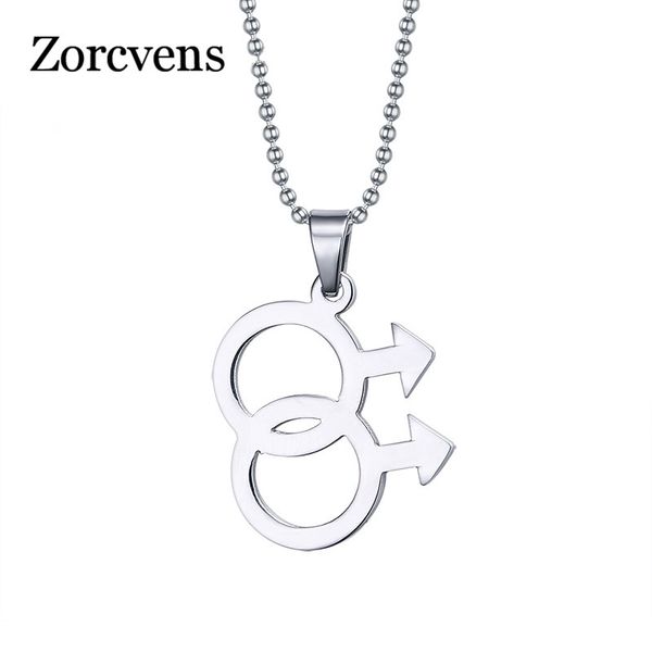 

zorcvens fashion stainless steel necklace & pendants gay pride male symbol men jewelry wholesale, Silver